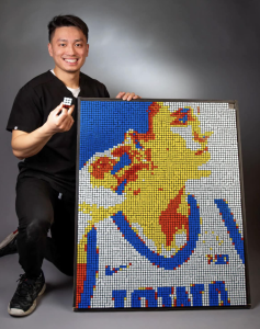 Brian Dang created an image of Caitlin Clark out of Rubik’s cubes
